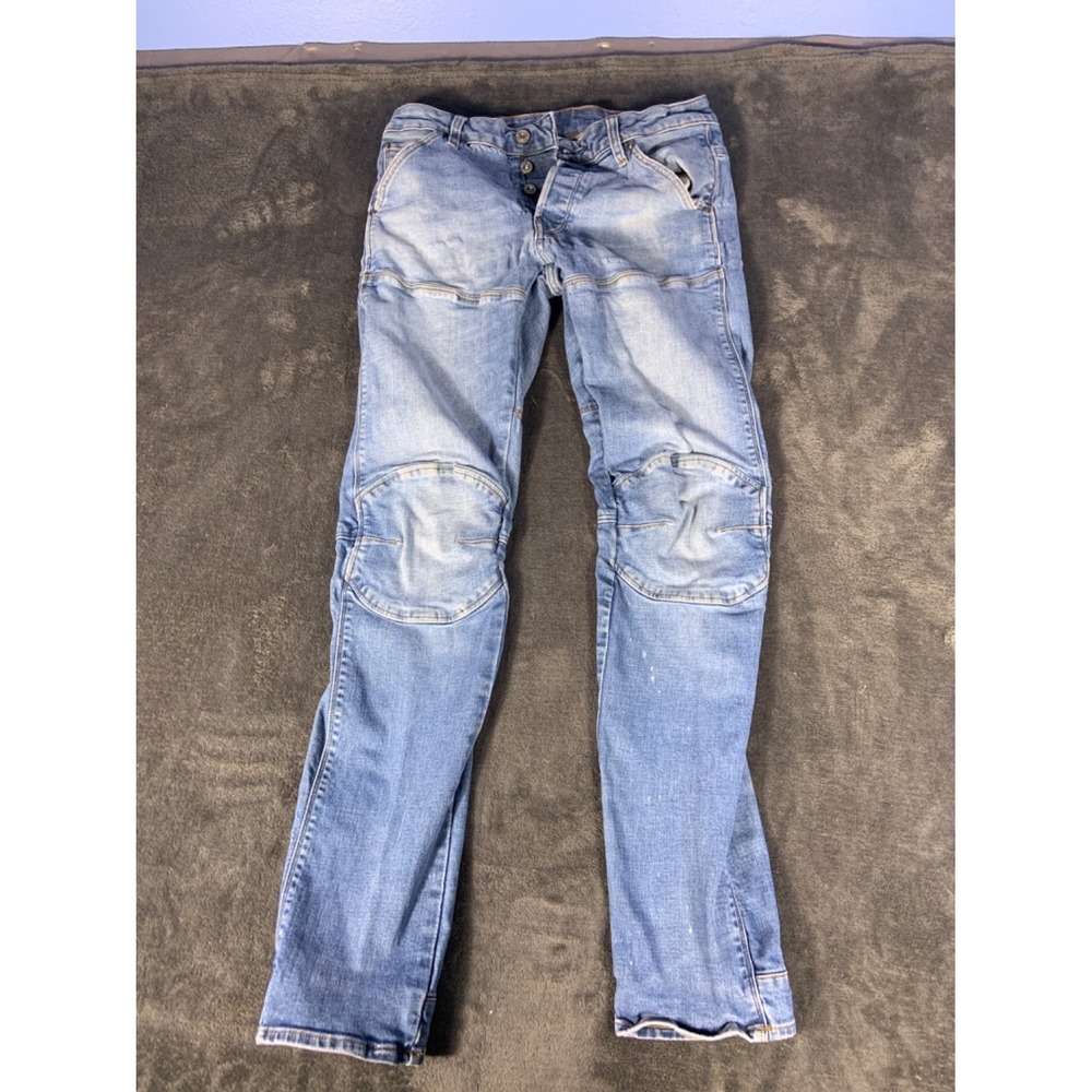 G-Star Raw 5620 3D Tapered Moto Jeans Men Light Wash Blue Denim EU 34